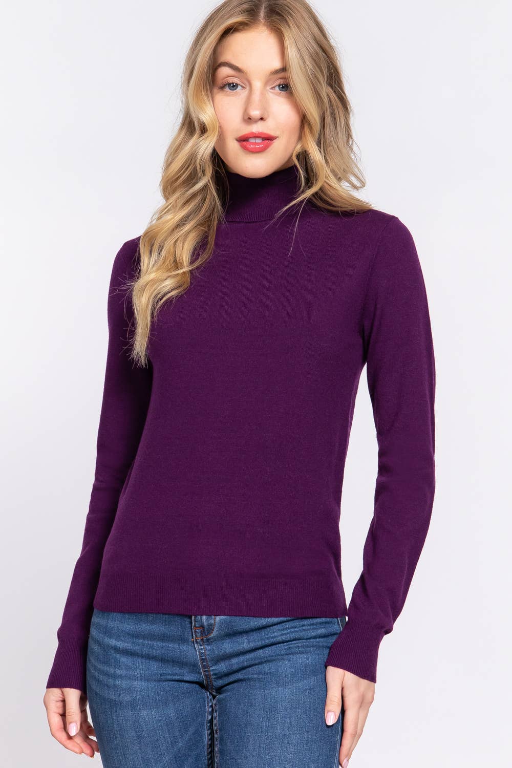 Long Sleeve Turtle Neck Basic Viscose Sweater