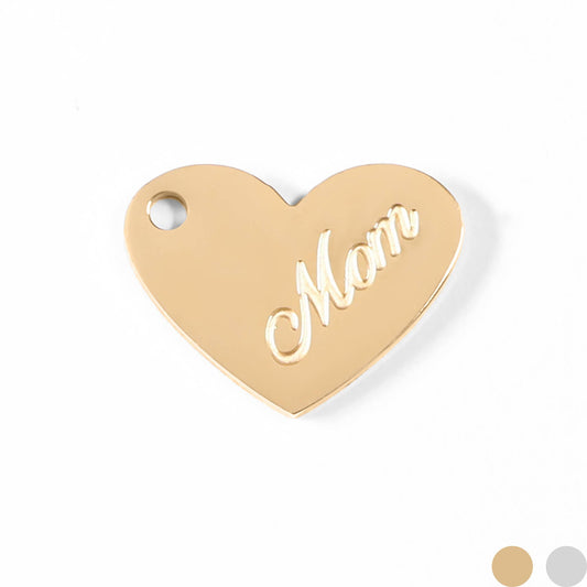 18K Gold PVD Stainless Steel Mom Heart Charm