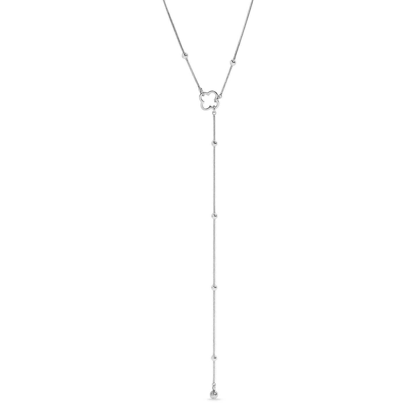 18K Gold PVD Stainless Steel Satellite Clover Lariat Necklace