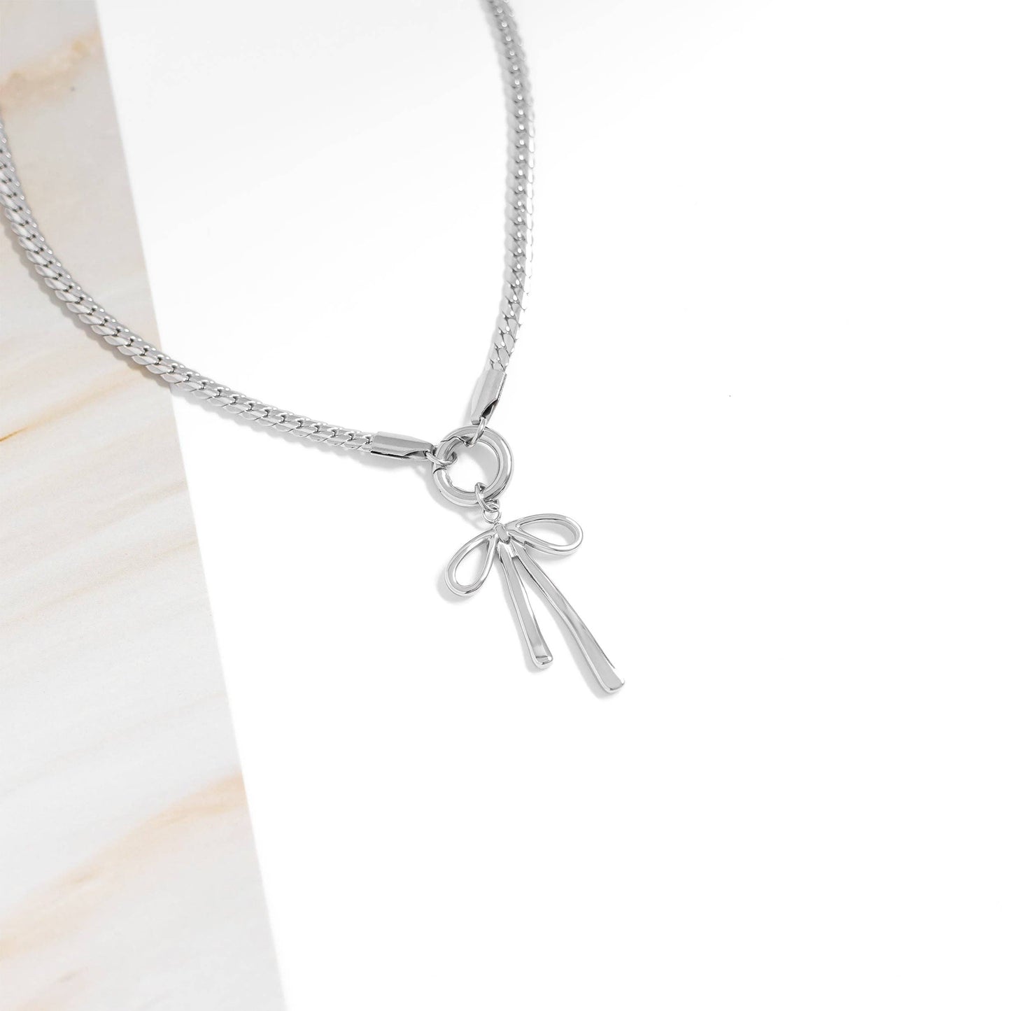 18K Gold PVD Stainless Steel Long Bow Charm