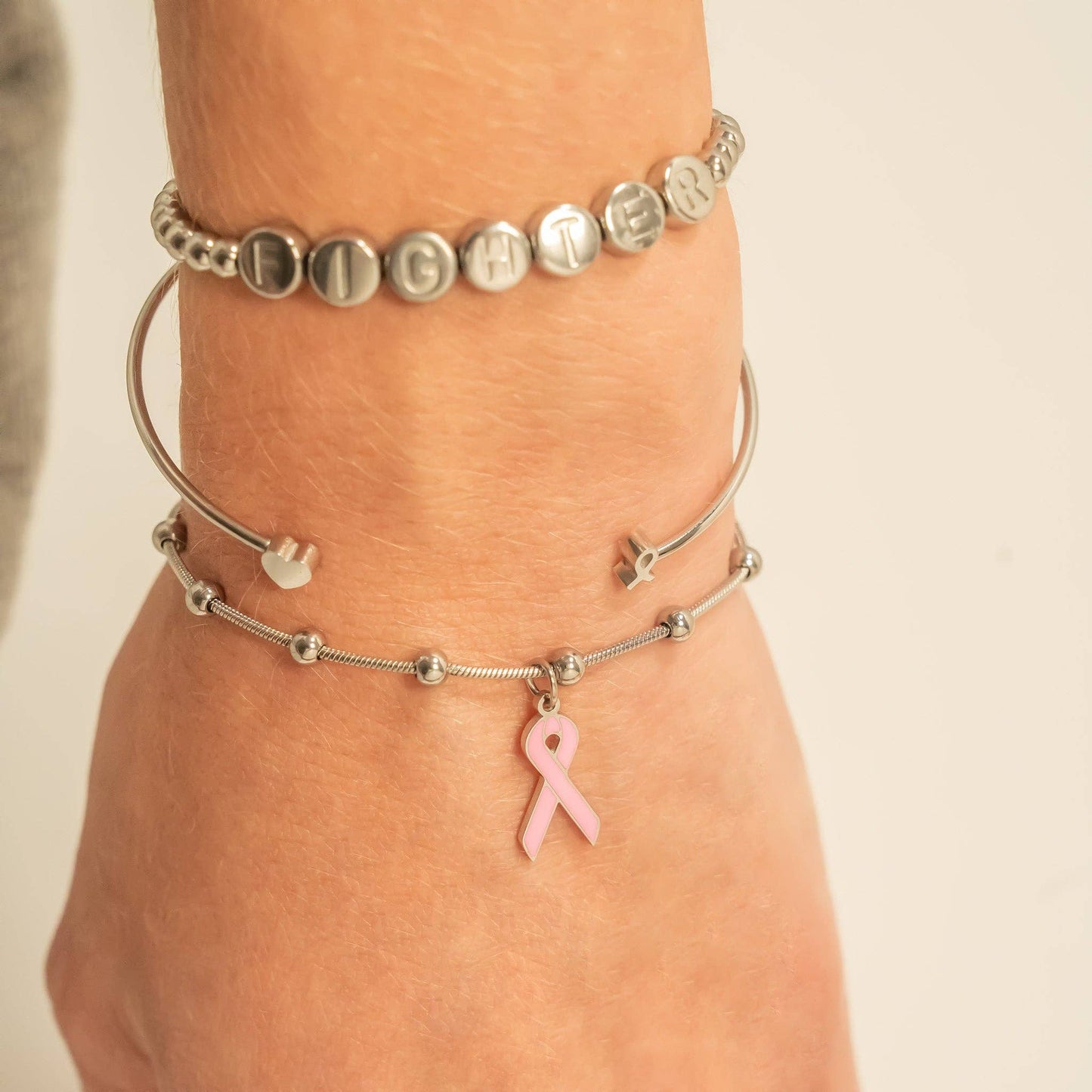 Breast Cancer Awareness Women's Adjustable Cuff Bracelet