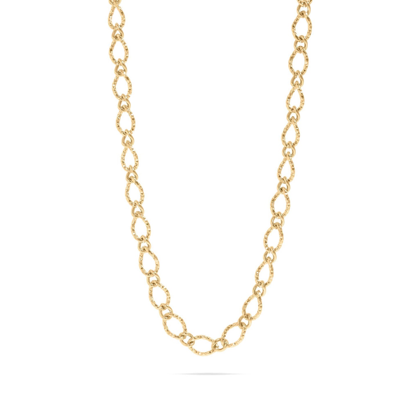18K Gold PVD Stainless Steel Hammered Oval Chain Necklace