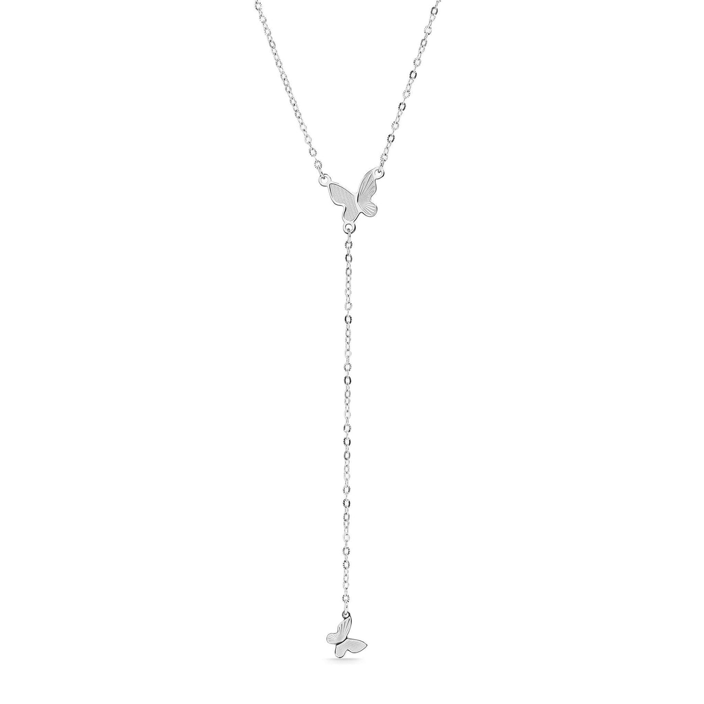 18K Gold PVD Stainless Steel Butterfly Lariat Necklace