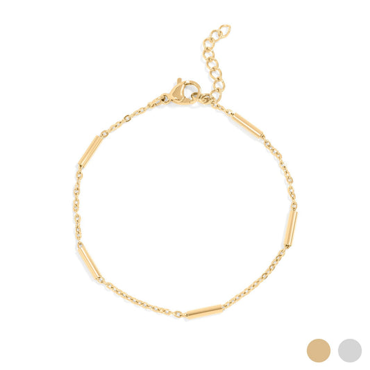 18K Gold PVD Stainless Steel Satellite Bar Chain Bracelet