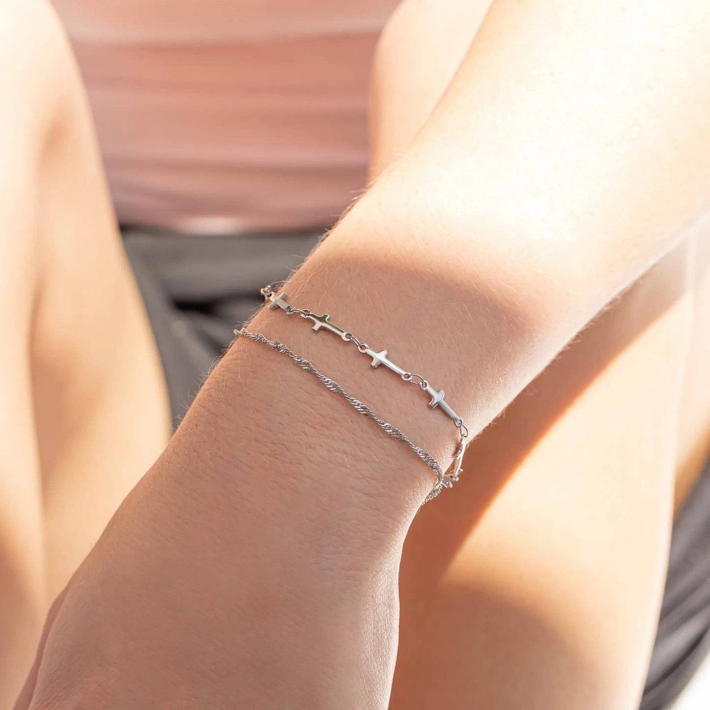 18K Gold PVD Stainless Steel Singapore Chain Bracelet