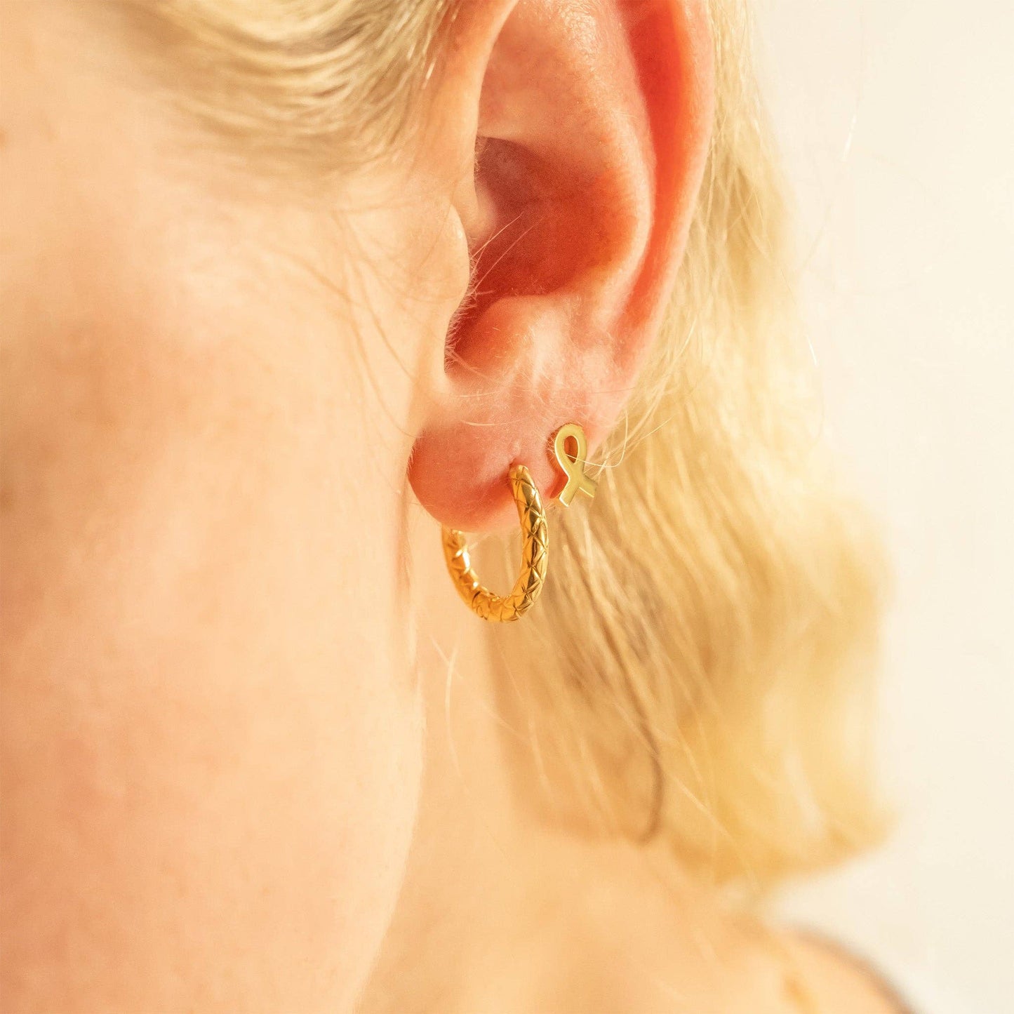 Breast Cancer Awareness Ribbon Stud Earrings