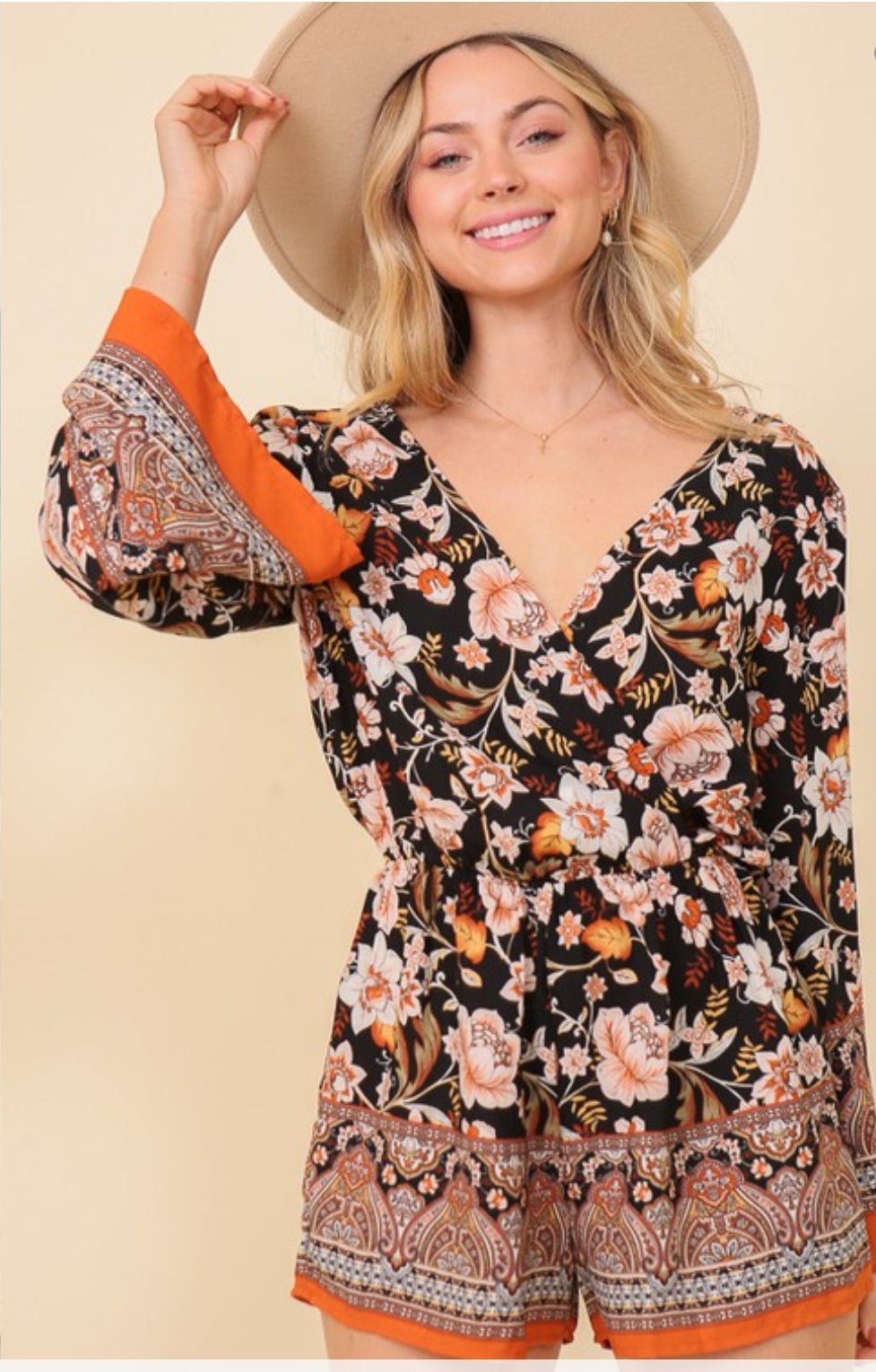 Boho Brunch Floral Print Romper