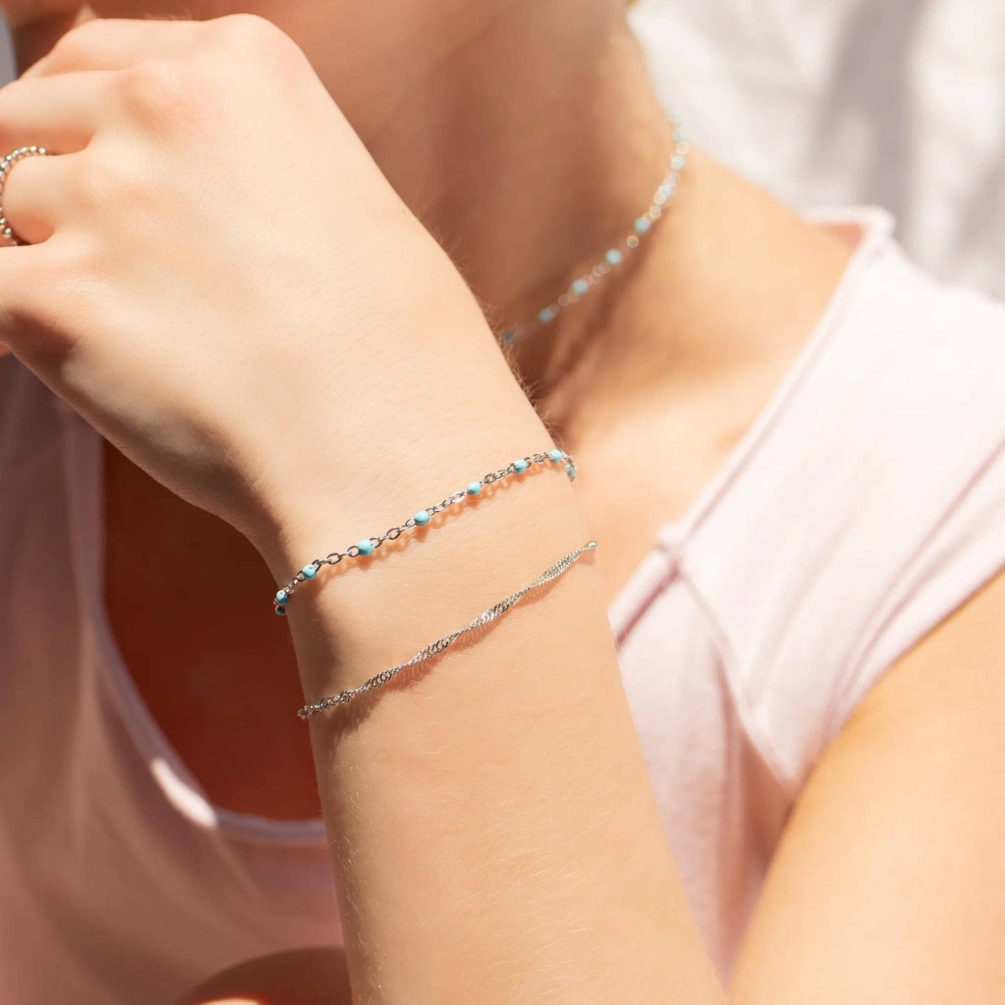 18K Gold PVD Stainless Steel Singapore Chain Bracelet