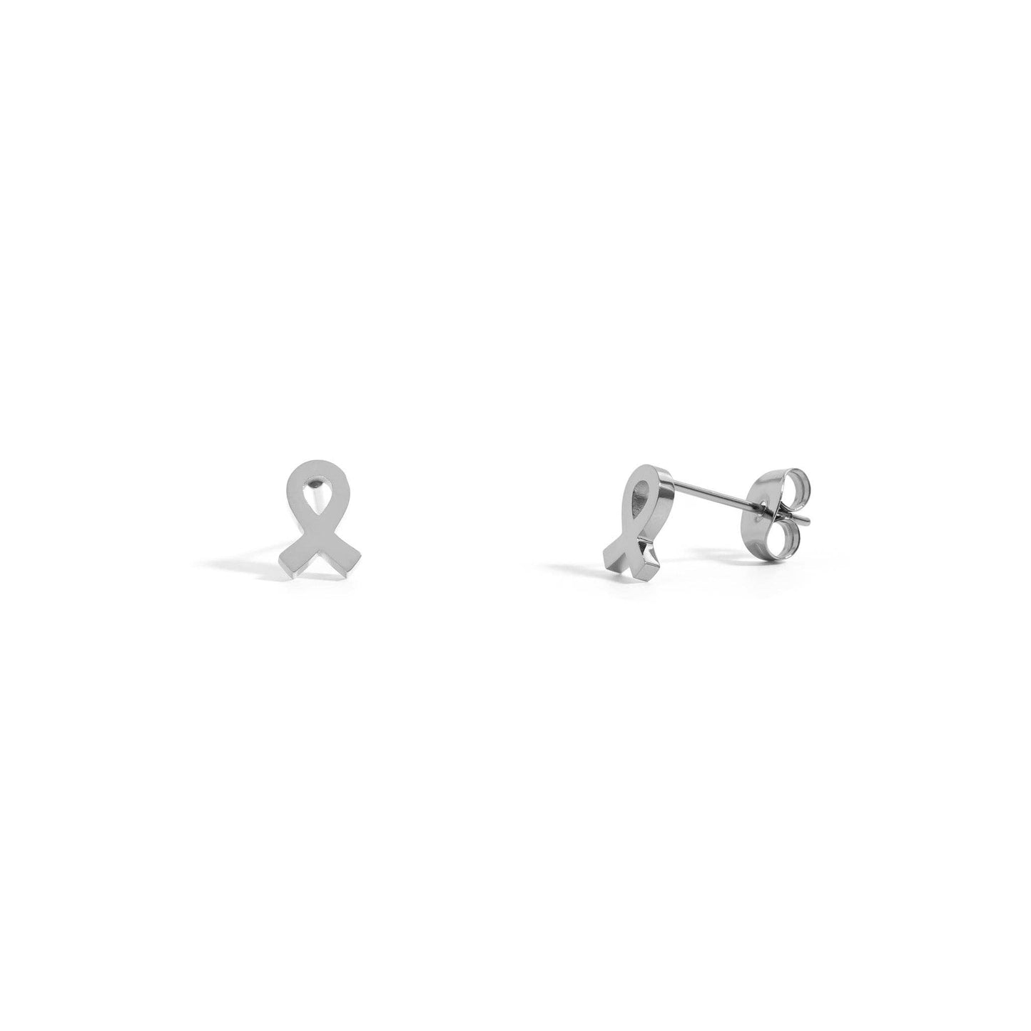 Breast Cancer Awareness Ribbon Stud Earrings