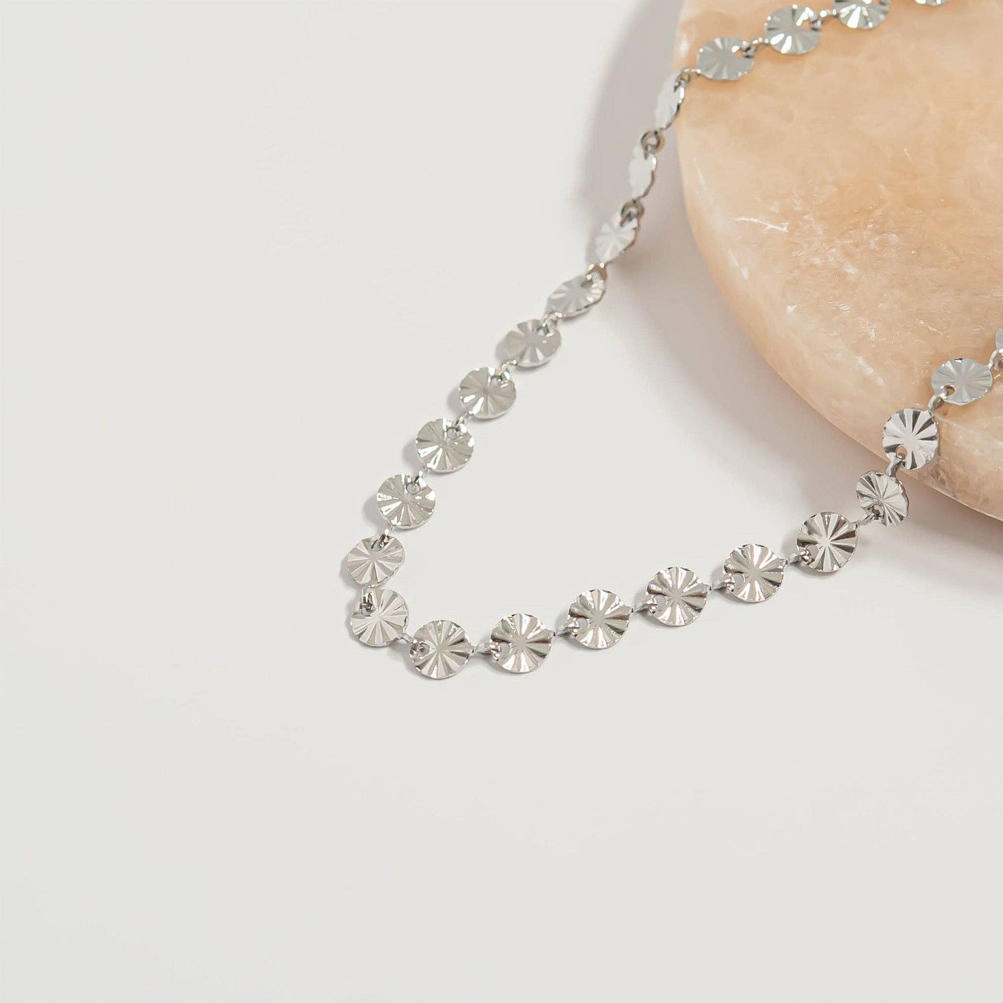 18K Gold PVD Stainless Steel Sunburst Chain Necklace