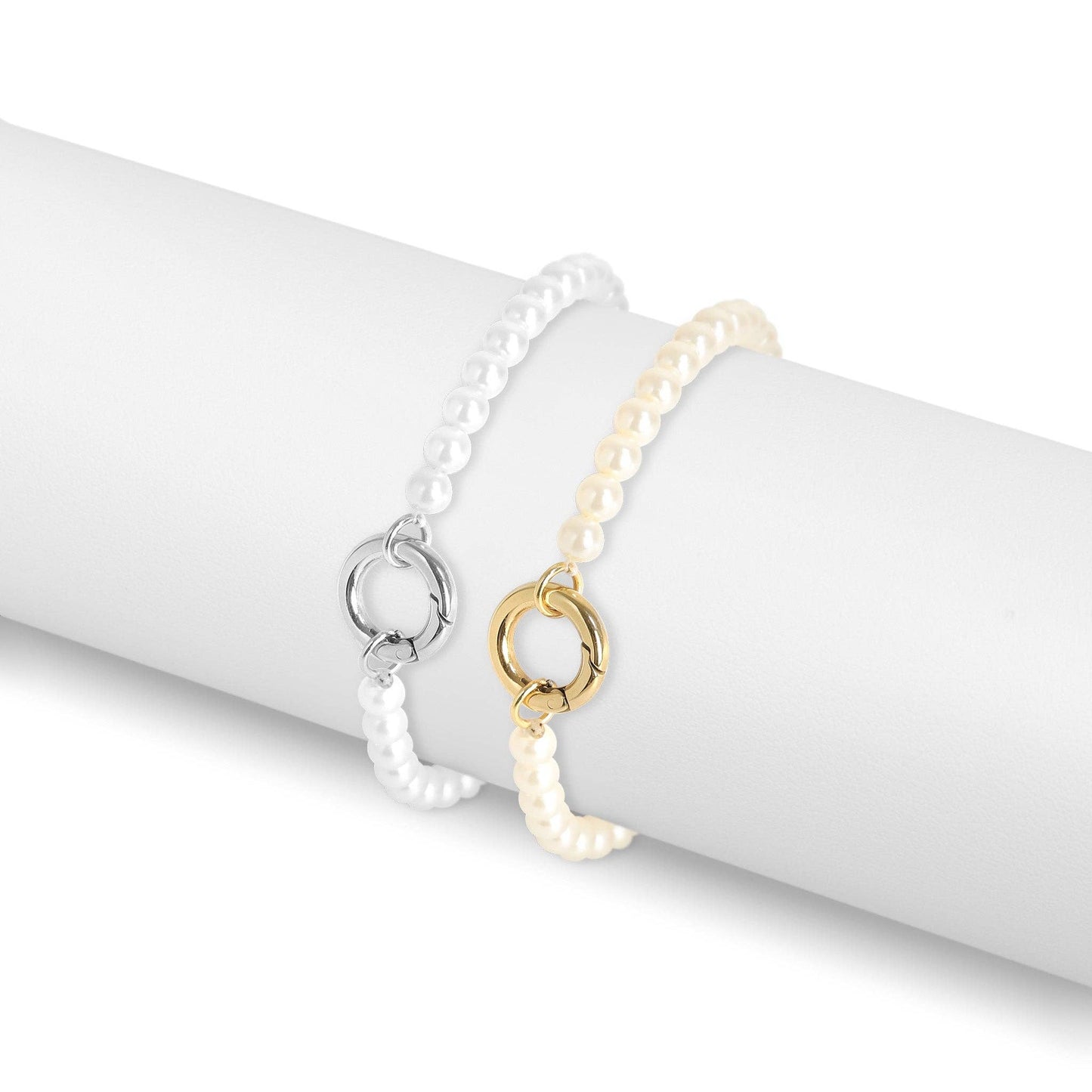 Beaded Pearl Charm Holder Bracelet