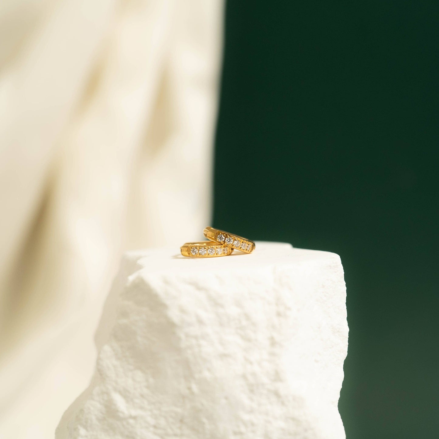 18K Gold PVD Stainless Steel CZ Mini Huggie Earrings