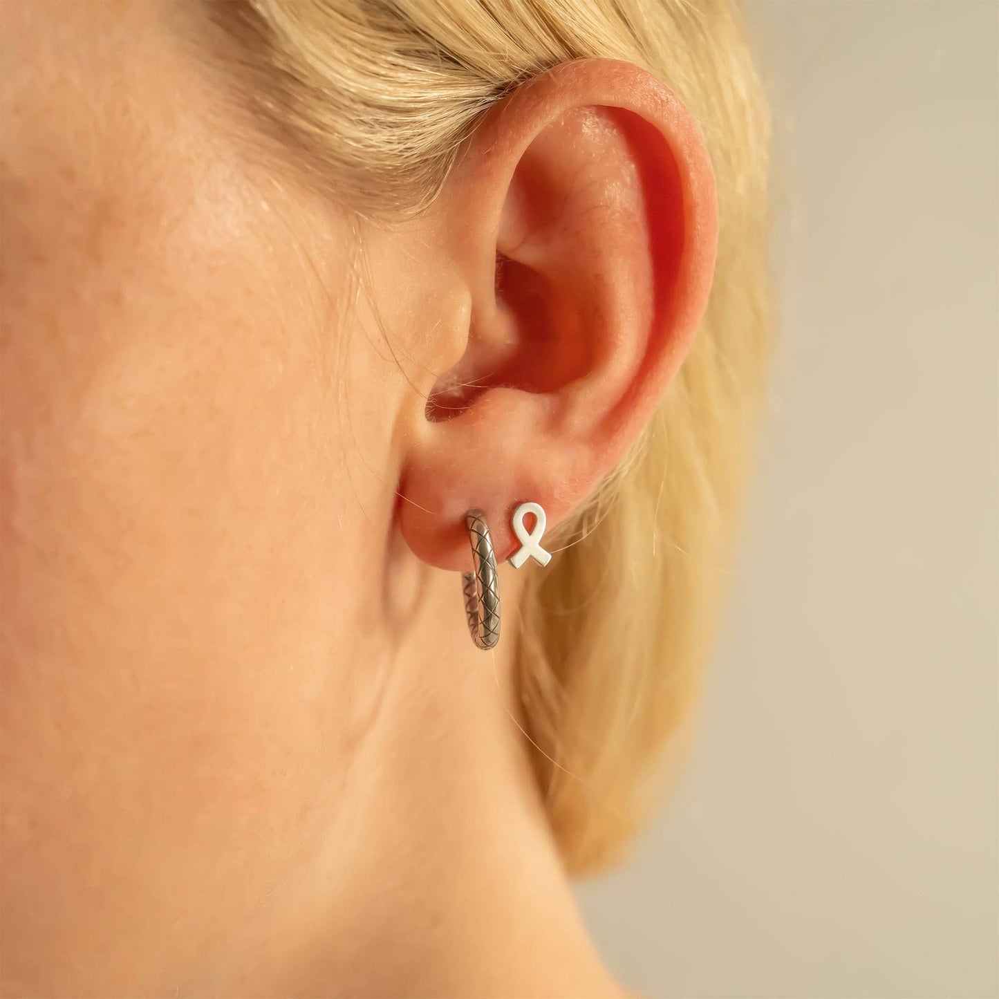Breast Cancer Awareness Ribbon Stud Earrings