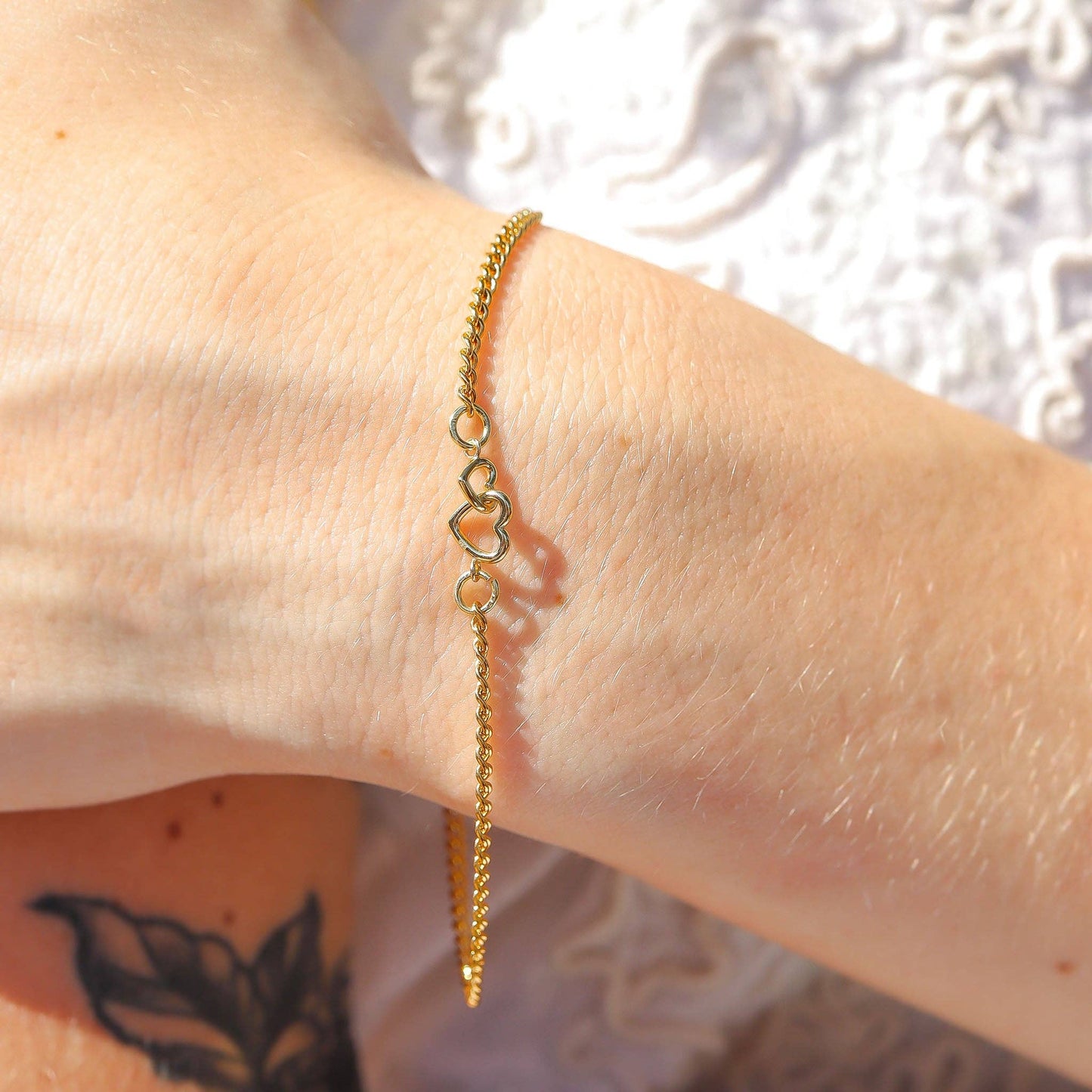 Sterling Silver Double Heart Horizontal Connector Permanent Jewelry Charm