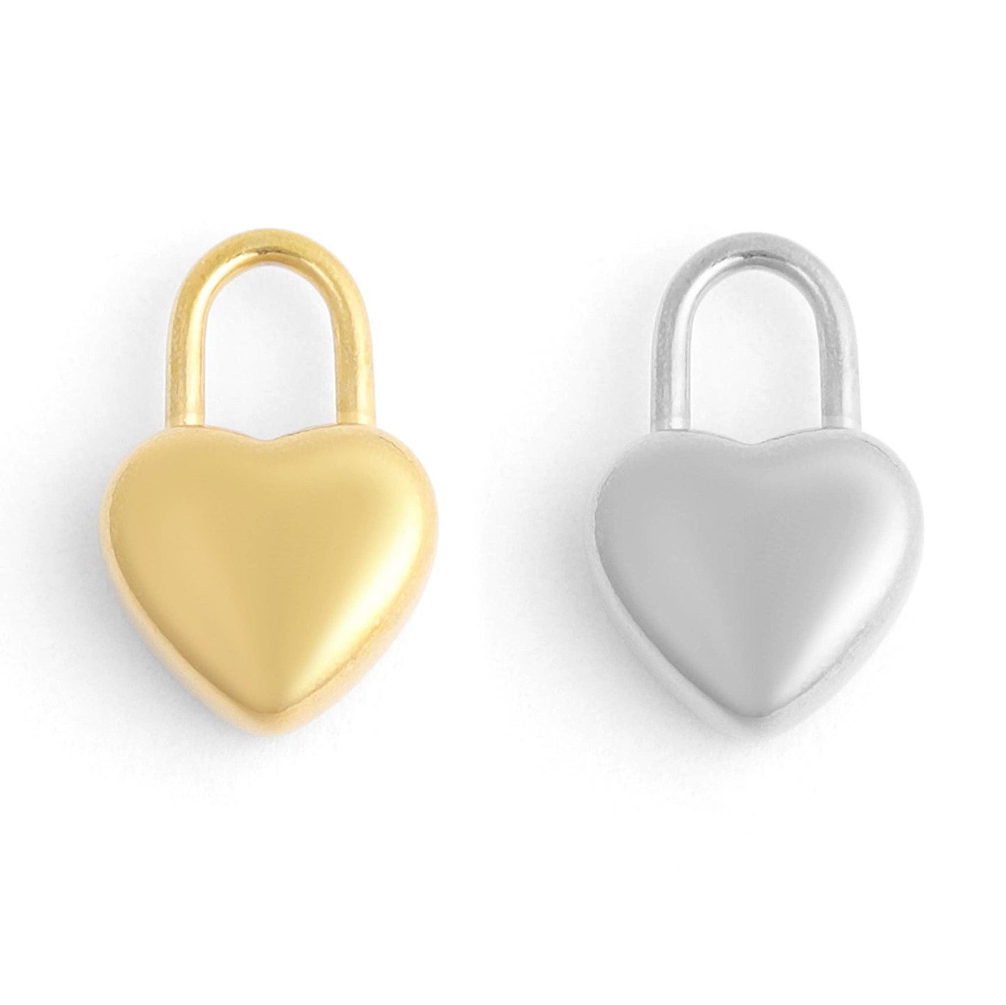 18K Gold PVD Stainless Steel Heart Padlock Charm