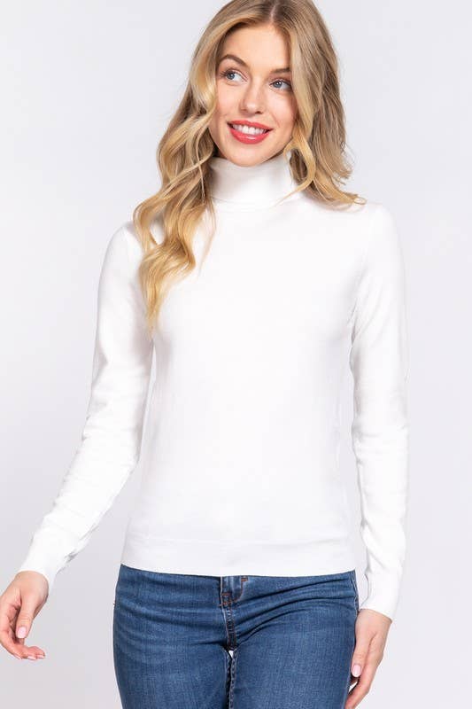 Long Sleeve Turtle Neck Basic Viscose Sweater