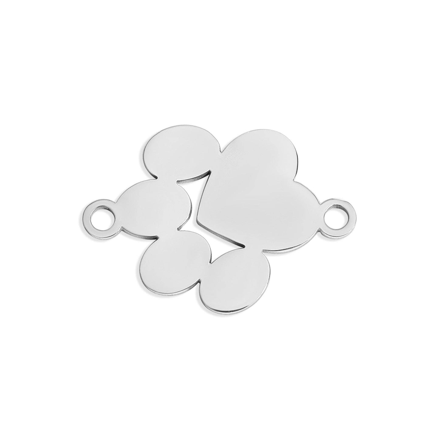 18K Gold PVD Engravable Paw Print Connector Charm