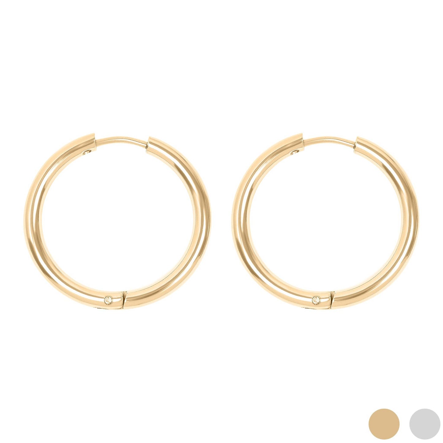 18K Gold PVD Stainless Steel Circle Huggie Hoop Earrings