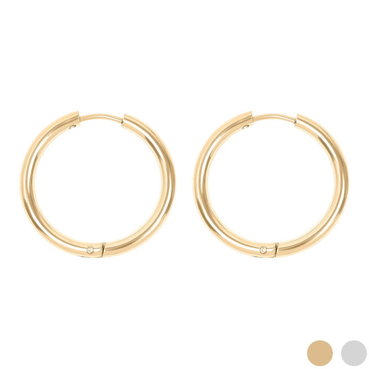 18K Gold PVD Stainless Steel Circle Huggie Hoop Earrings