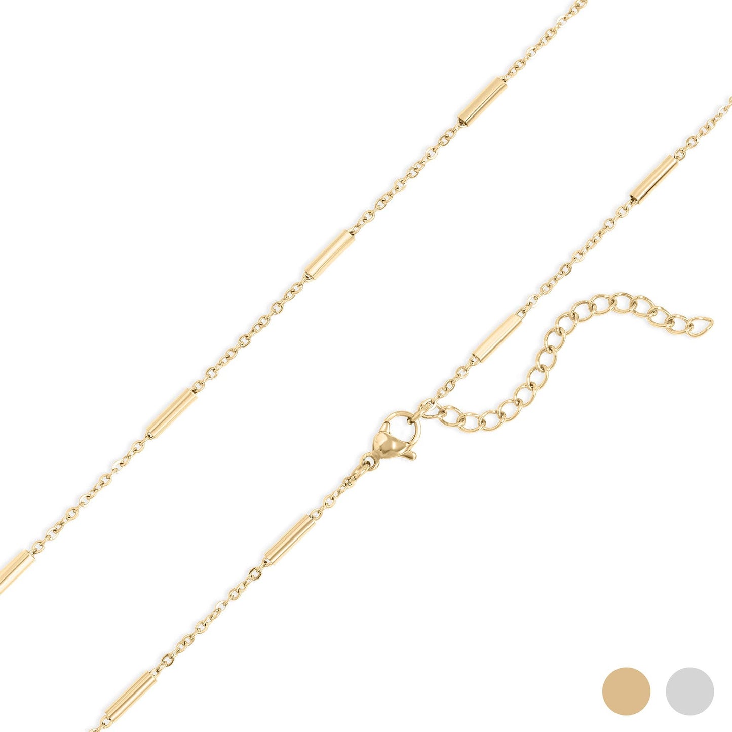 18K Gold PVD Stainless Steel Satellite Bar Chain Necklace