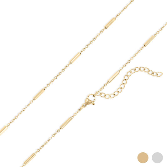 18K Gold PVD Stainless Steel Satellite Bar Chain Necklace