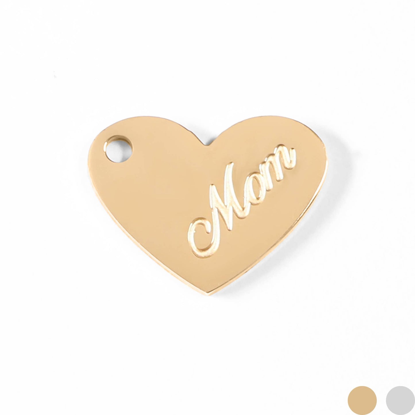 18K Gold PVD Stainless Steel Mom Heart Charm