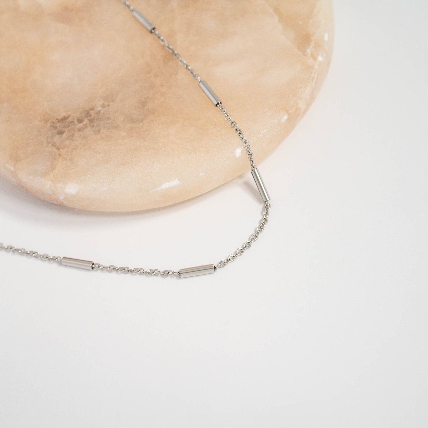 18K Gold PVD Stainless Steel Satellite Bar Chain Necklace