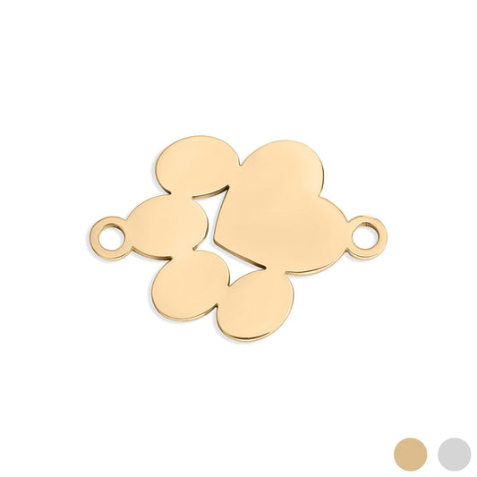 18K Gold PVD Engravable Paw Print Connector Charm