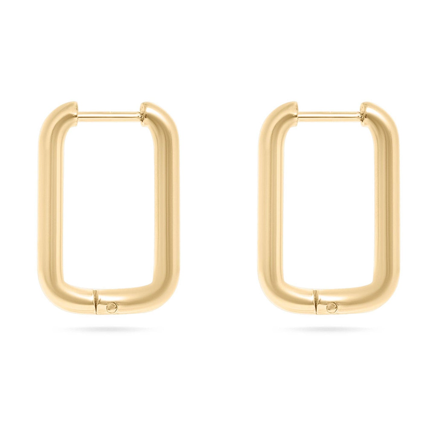 18K Gold PVD Rounded Rectangle Everyday Huggie Earrings