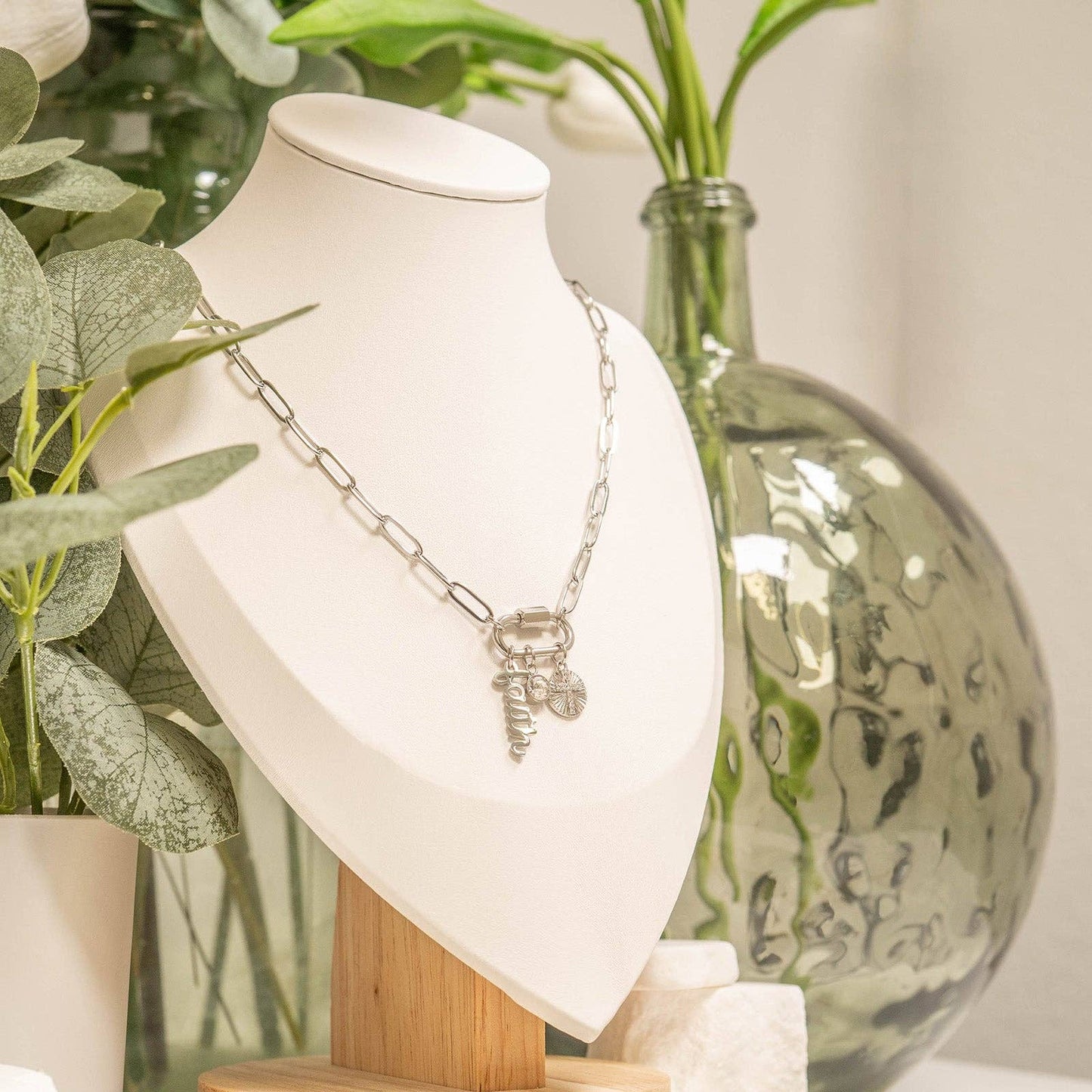 18K Gold PVD Paperclip Carabiner Necklace