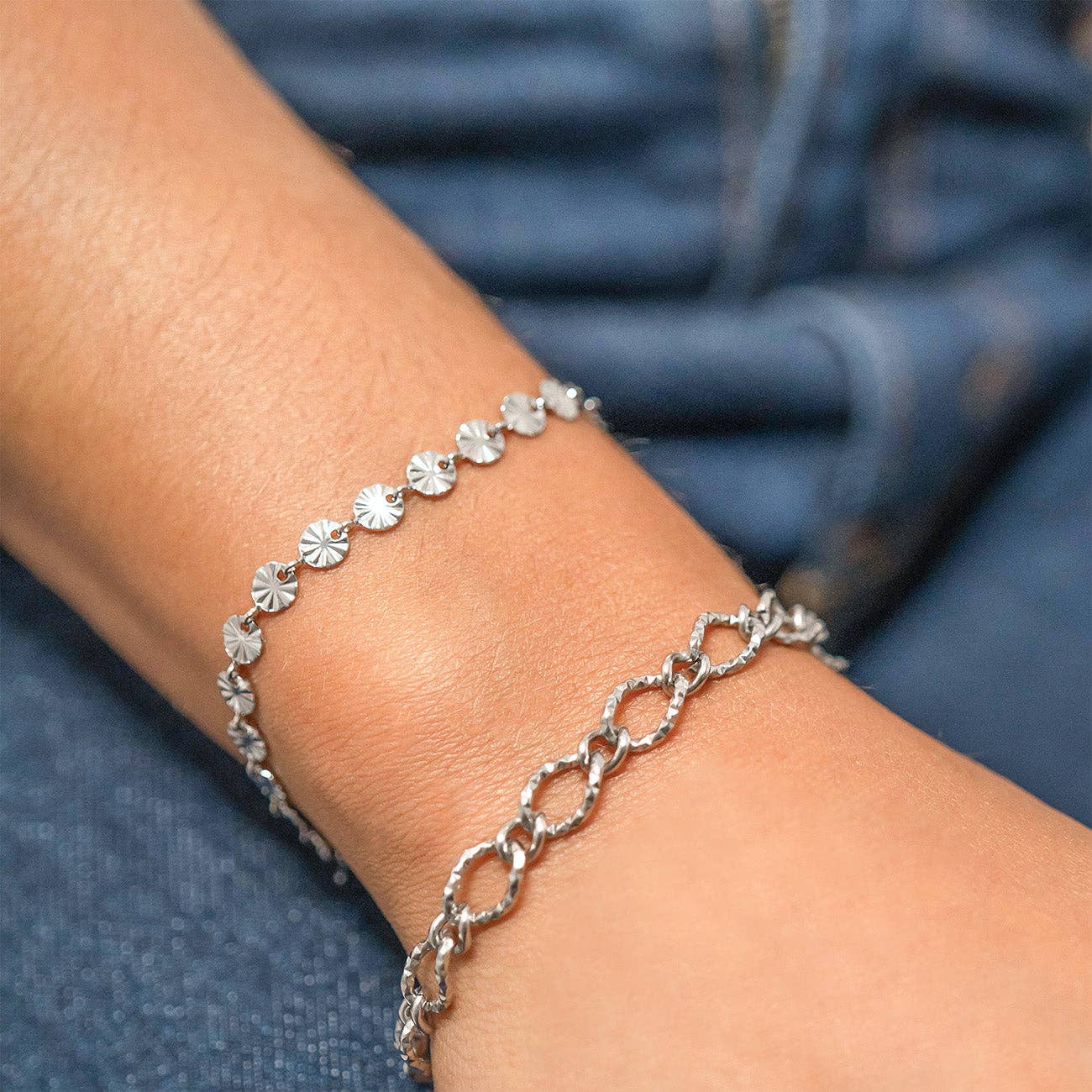 18K Gold PVD Stainless Steel Sunburst Chain Bracelet