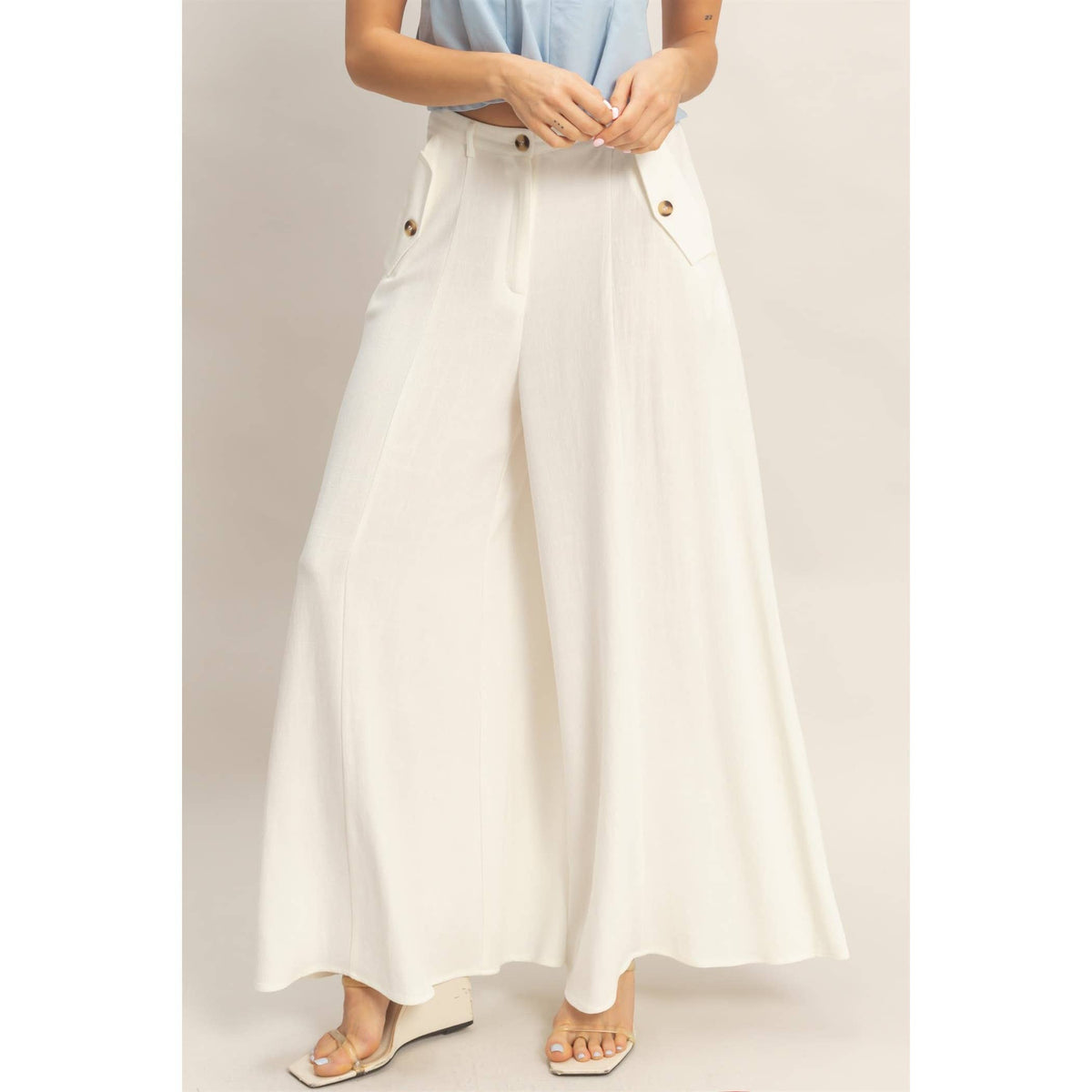 Wide-Leg Flap Pocket Pants