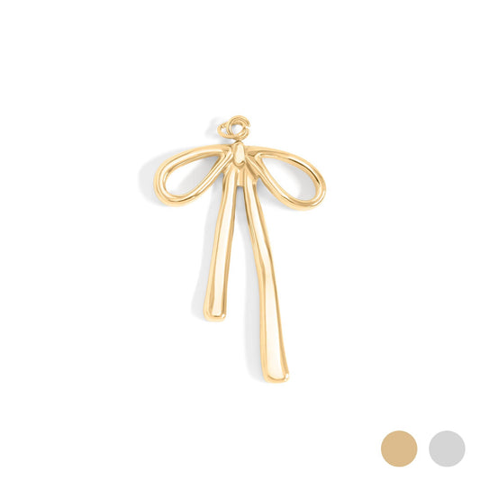 18K Gold PVD Stainless Steel Long Bow Charm