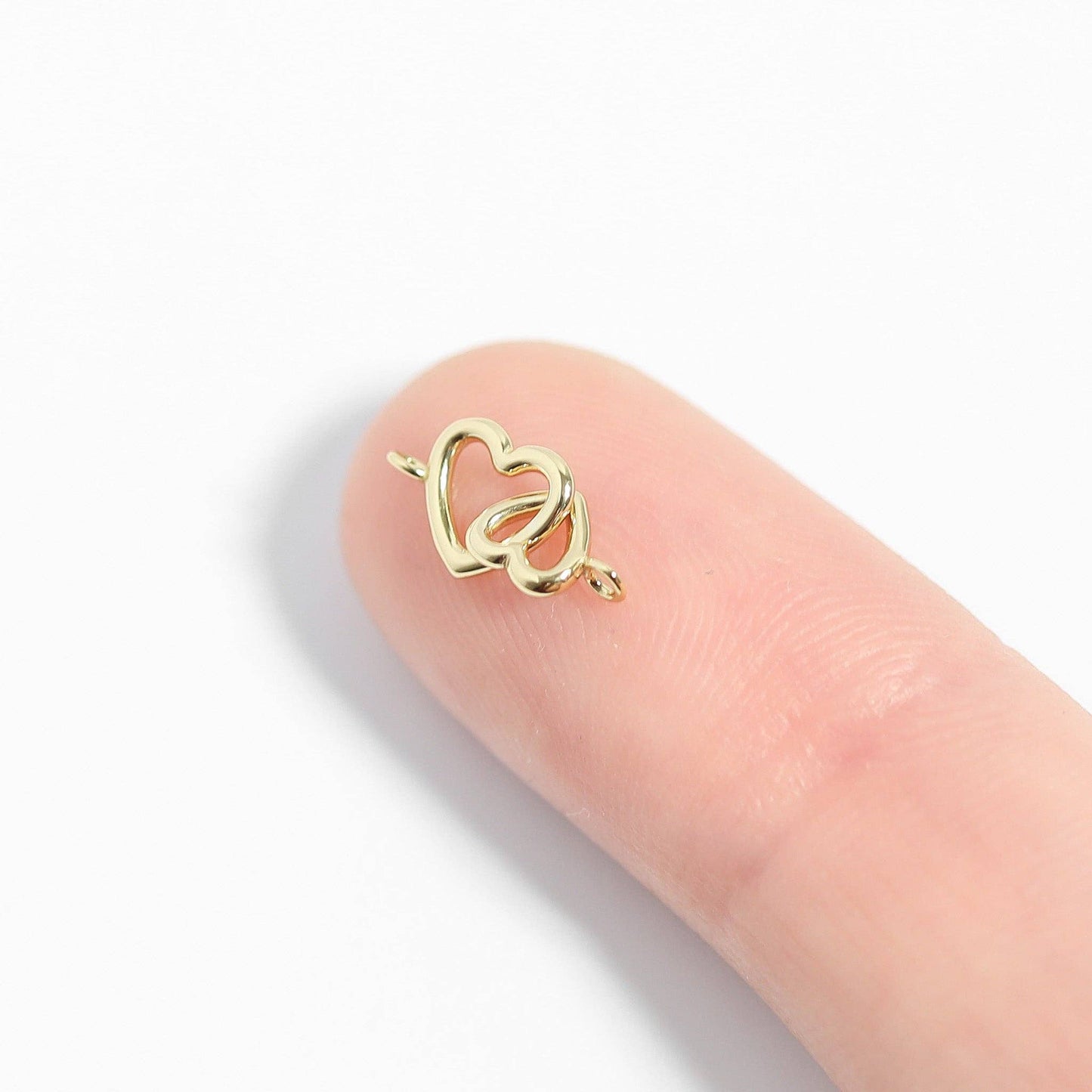 Sterling Silver Double Heart Horizontal Connector Permanent Jewelry Charm