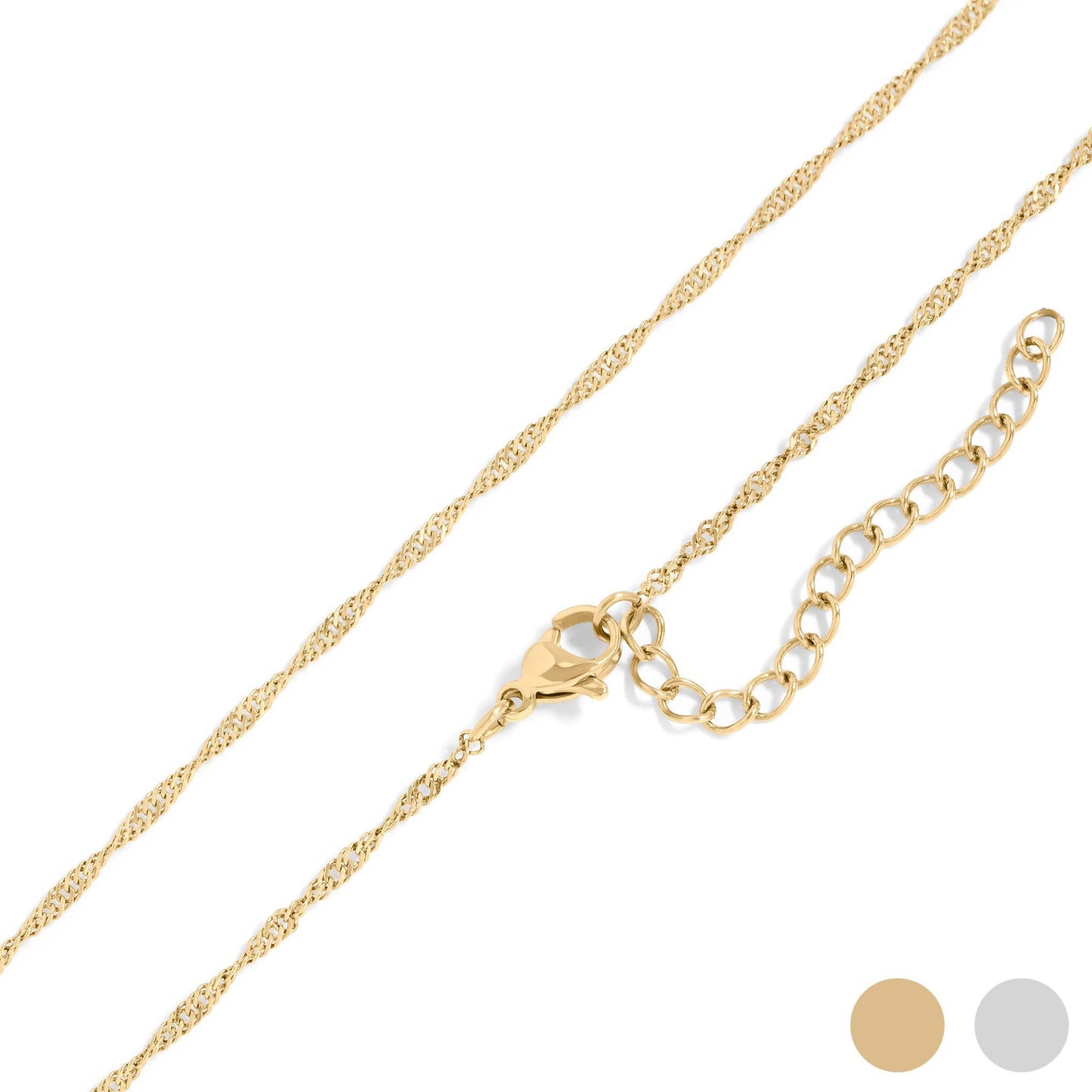 18K Gold PVD Stainless Steel Singapore Chain Necklace