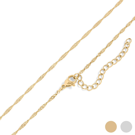 18K Gold PVD Stainless Steel Singapore Chain Necklace