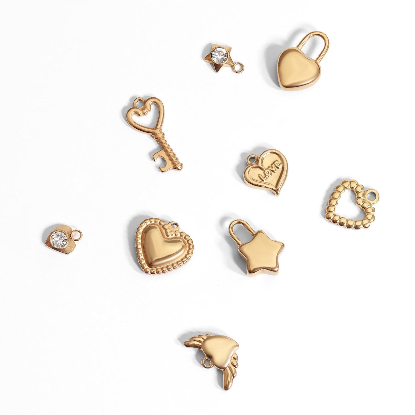 18K Gold PVD Stainless Steel Heart Padlock Charm