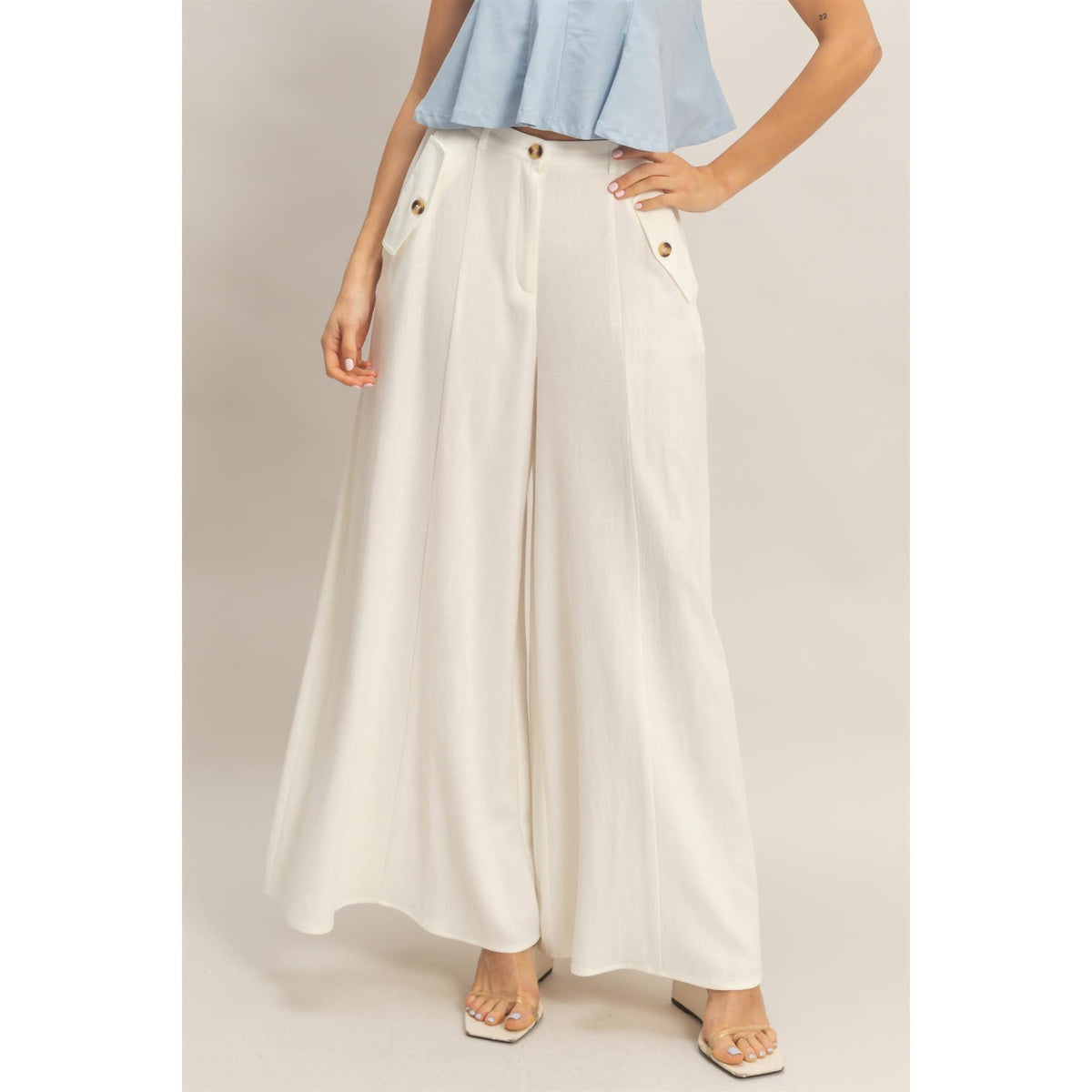Wide-Leg Flap Pocket Pants