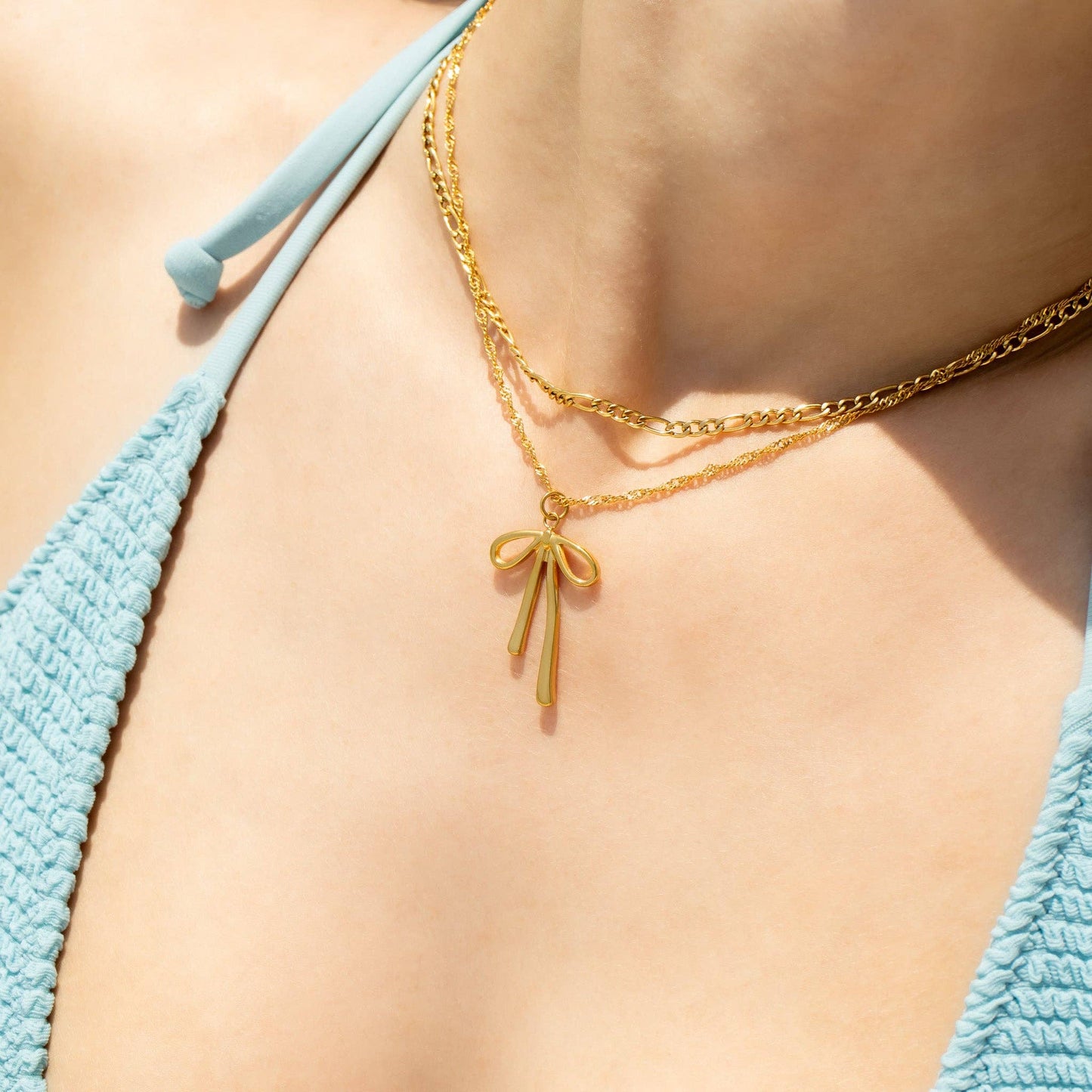 18K Gold PVD Stainless Steel Long Bow Charm