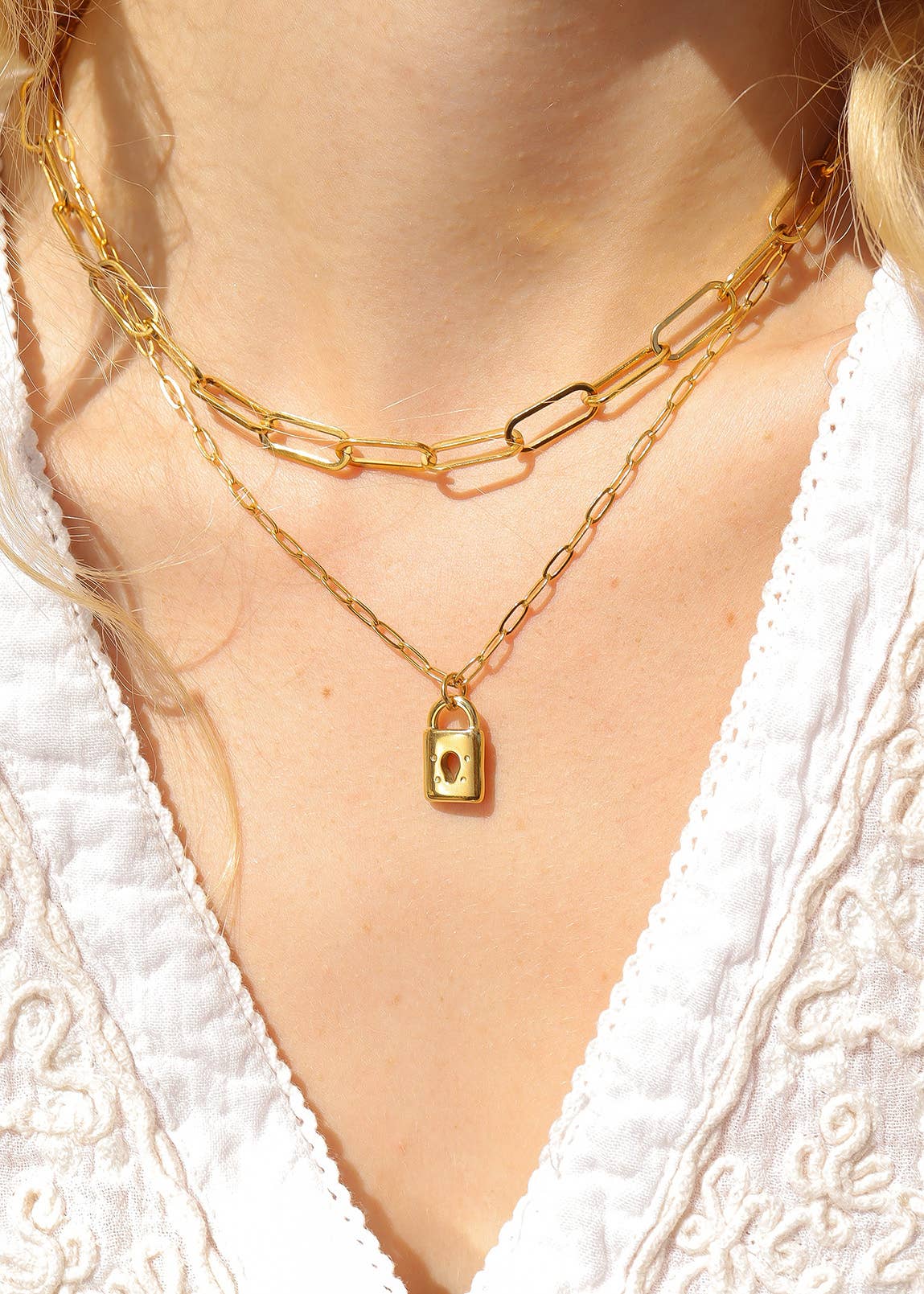 18K Gold PVD Stainless Steel Padlock Charm