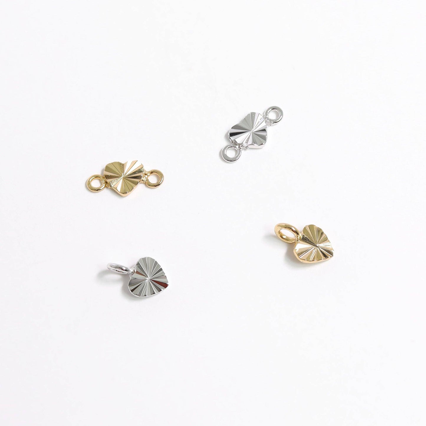 Sterling Silver Sunburst Heart Connector Charm