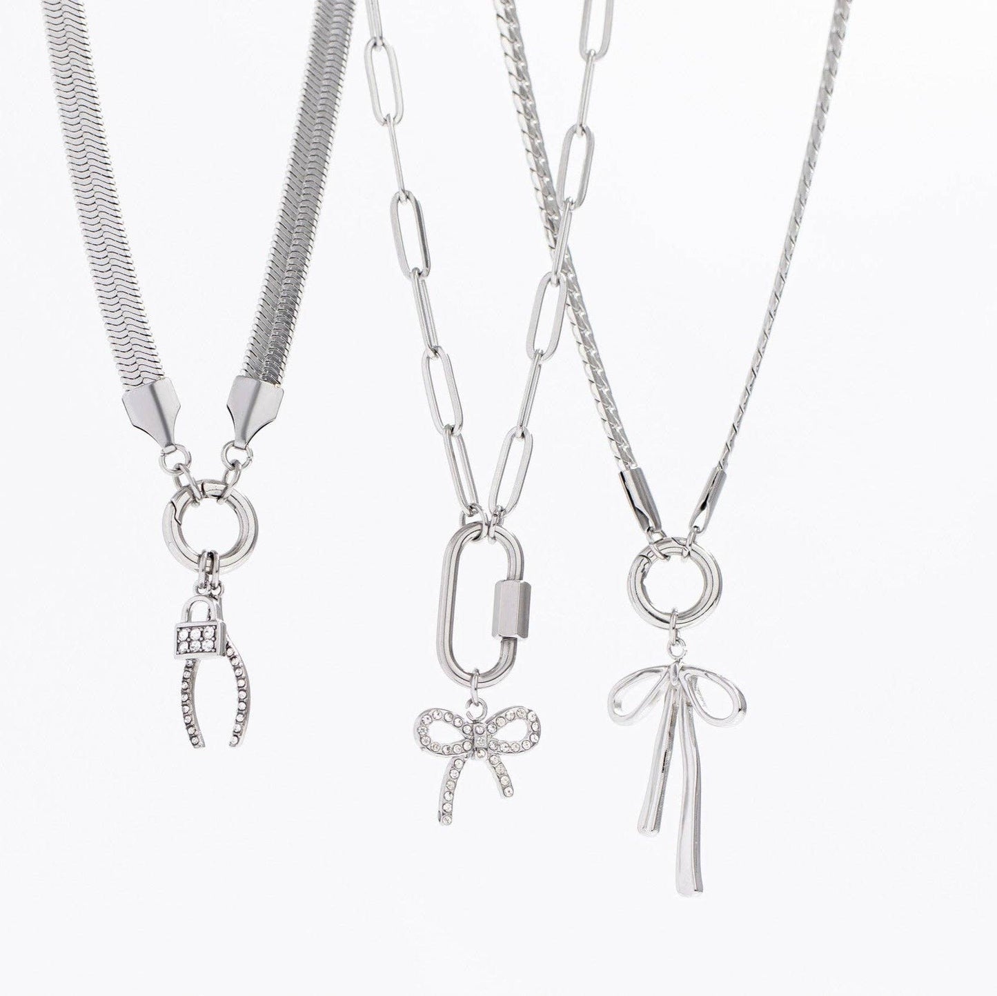 18K Gold PVD Stainless Steel Long Bow Charm