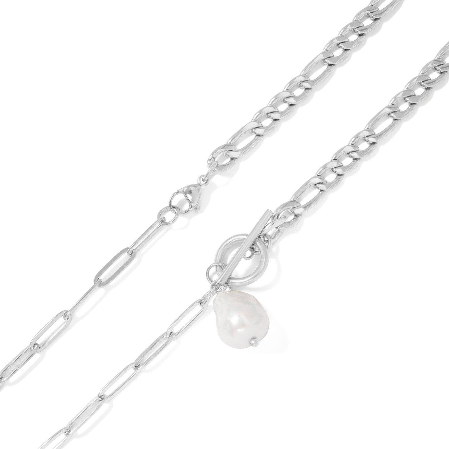 18K Gold PVD Toggle Clasp Freshwater Pearl Charm Necklace