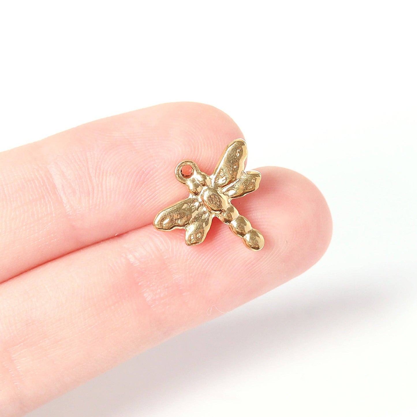 18K Gold PVD Stainless Steel Dragonfly Charm