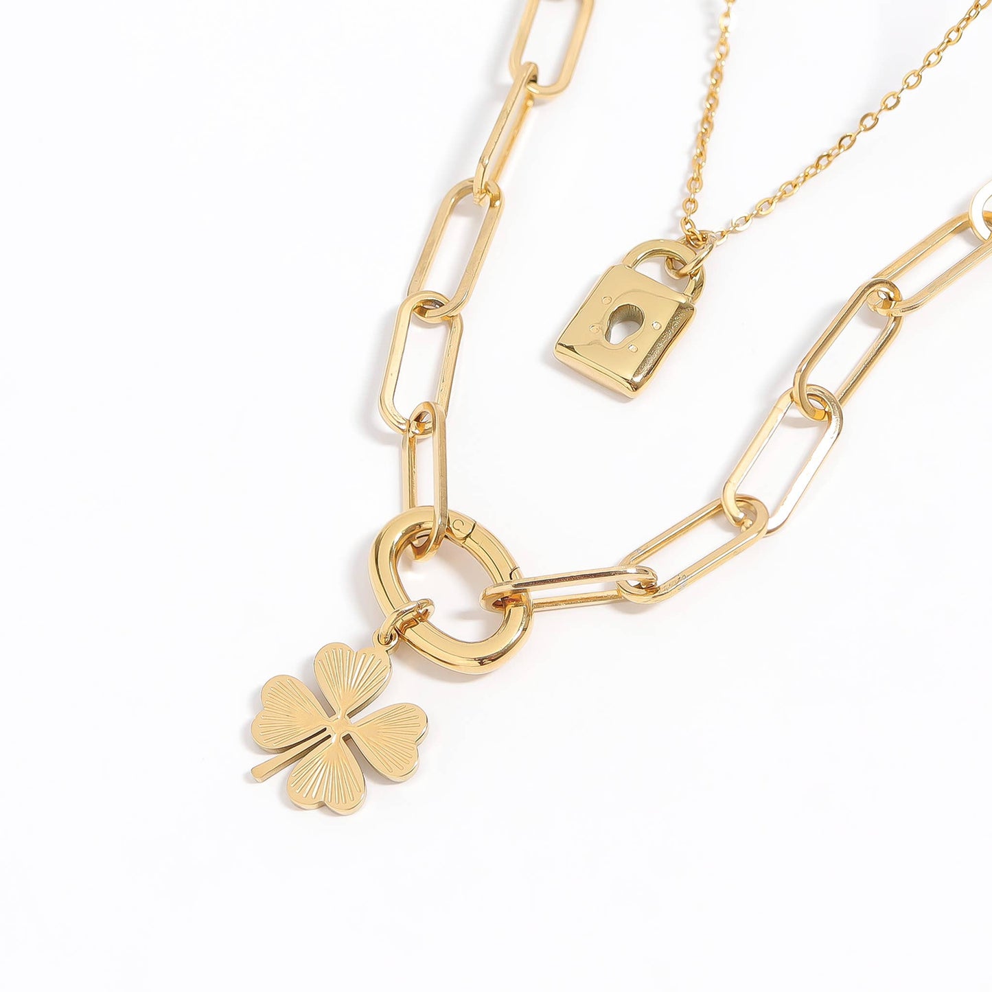 18K Gold PVD Stainless Steel Padlock Charm