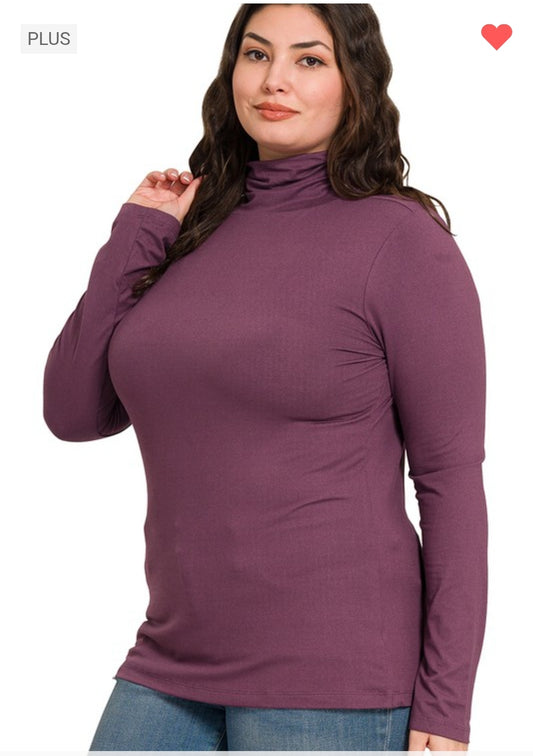 Plus Premium Microfiber Mock Neck Top