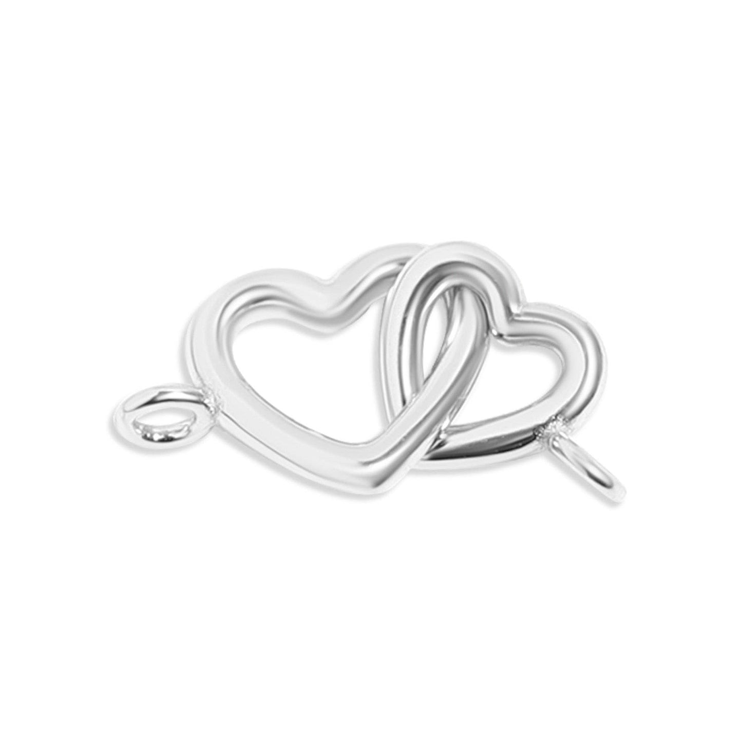 Sterling Silver Double Heart Horizontal Connector Permanent Jewelry Charm