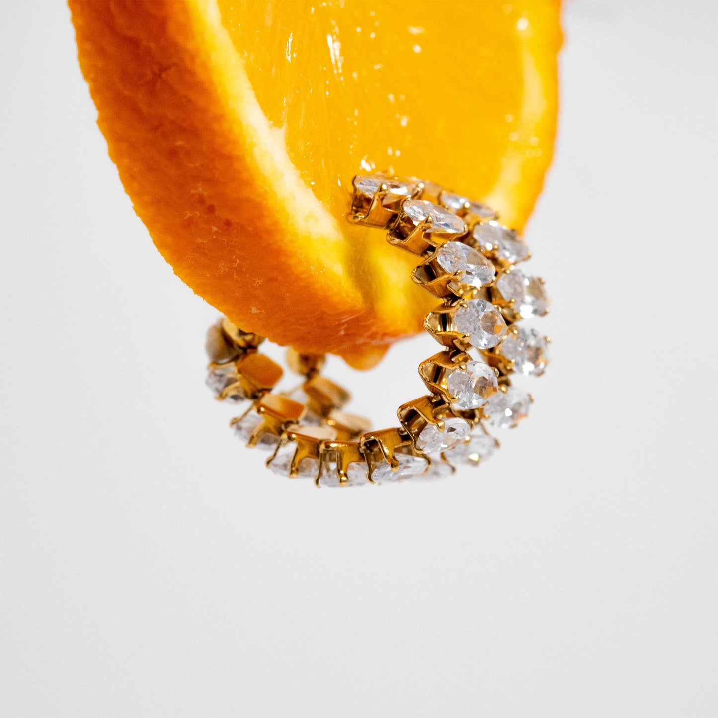 18K Gold PVD Stainless Steel Marquis CZ Stone Hoop Earrings