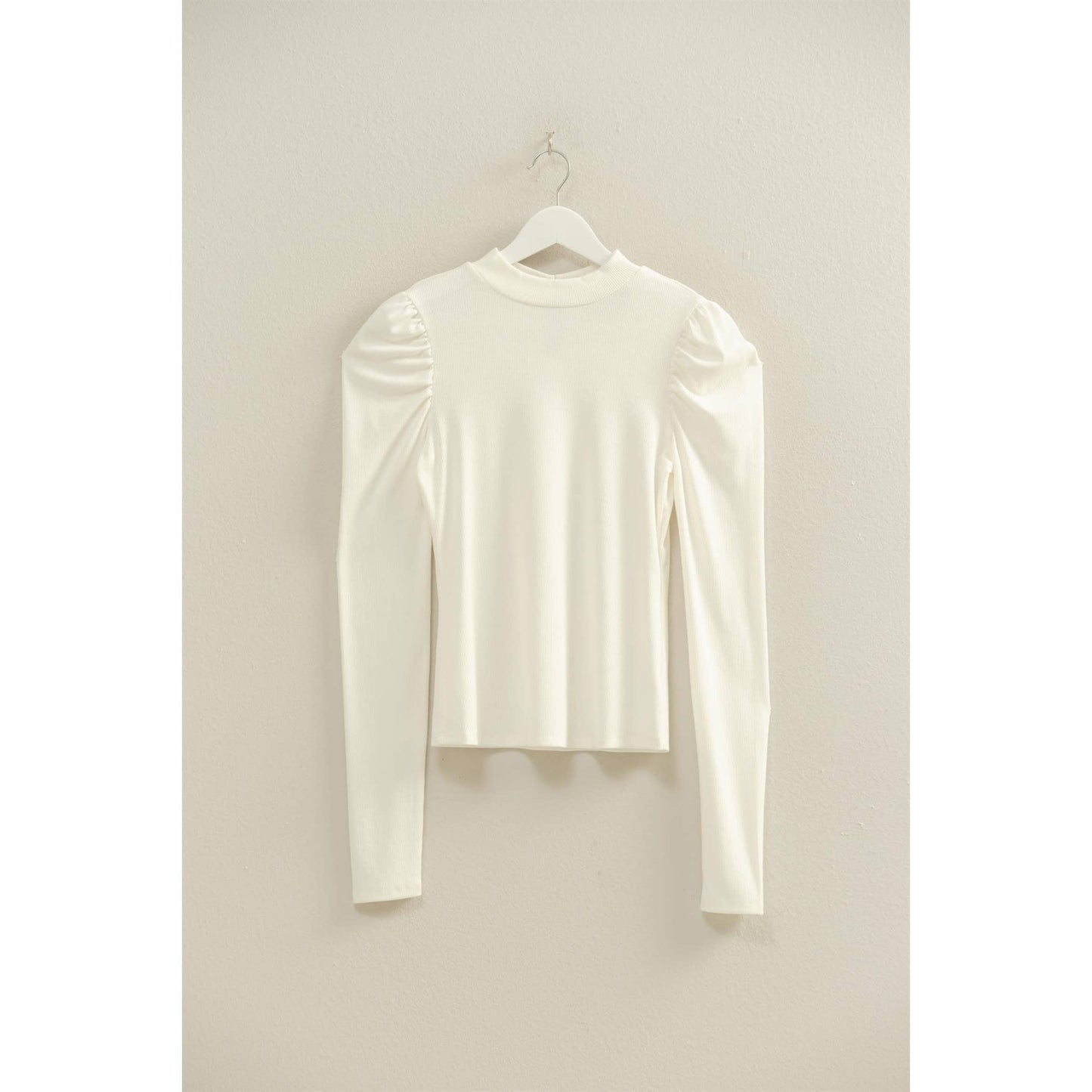 Elegant Puff-Sleeve Fitted Top With Keyhole Back