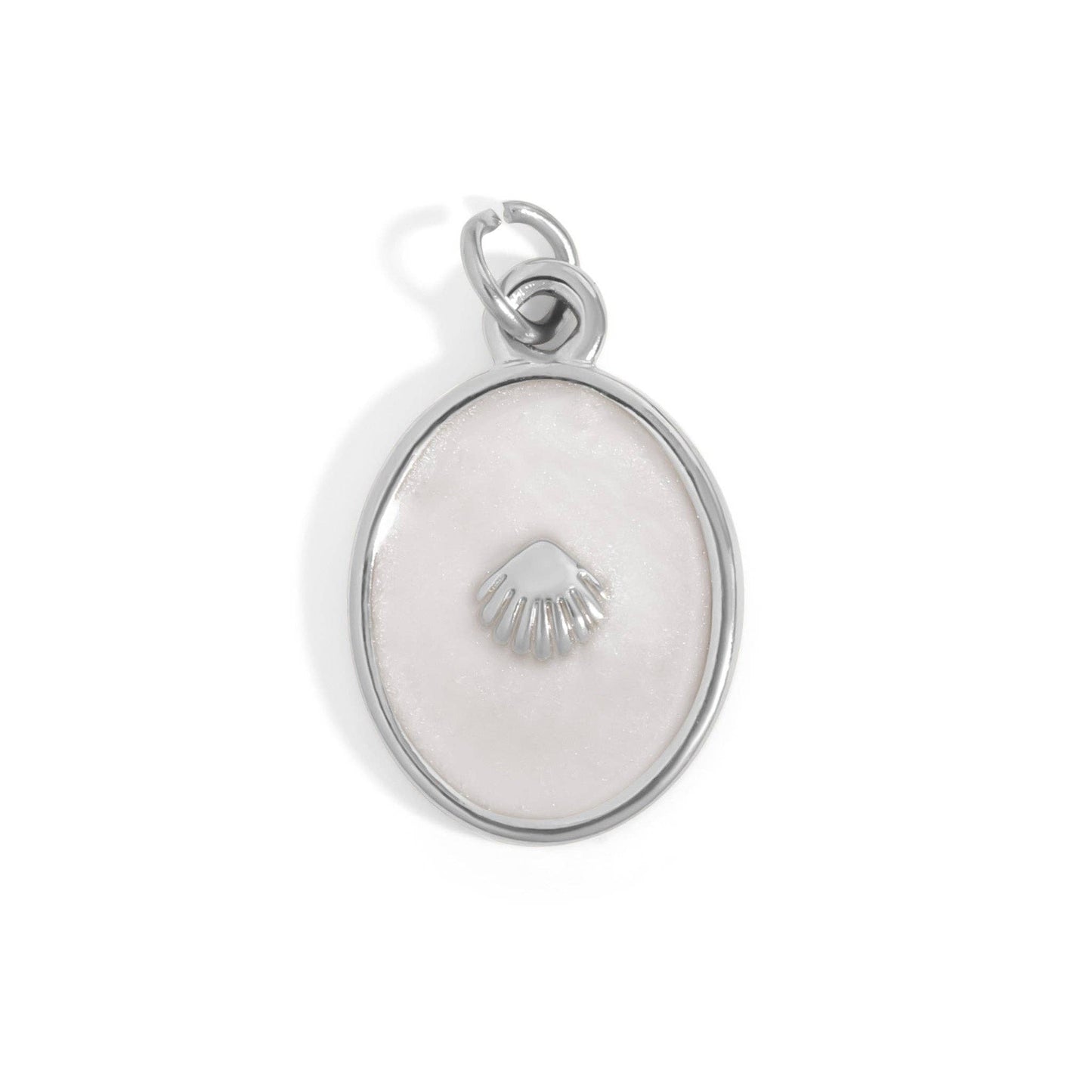 18K Gold PVD Stainless Steel White Enamel Charm with Shell